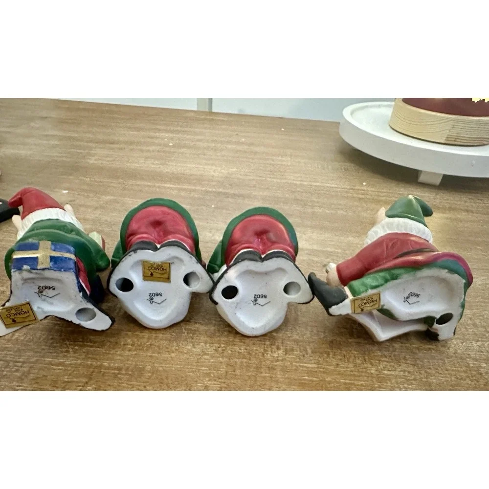 Vintage Set of 4 Homco Christmas Toymaker‎ Elves Pixies Figurines #5602
